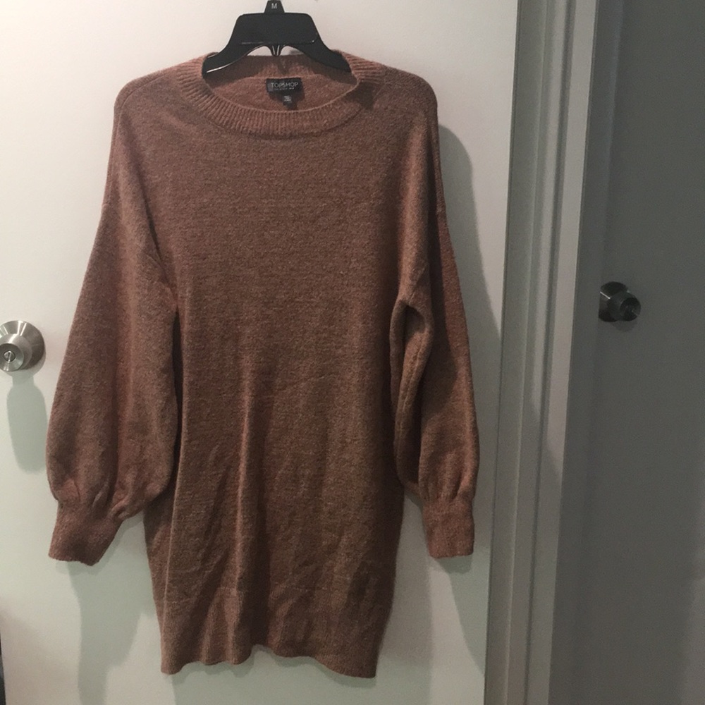 Topshop Brown pink sweater dress
